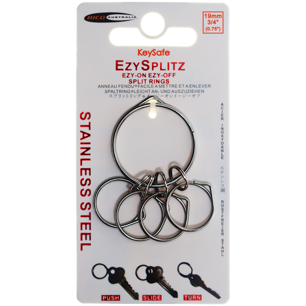 EzySplitz Split Ring Stainless Steel Keychain (EZ11SIL) - KEYSAFE